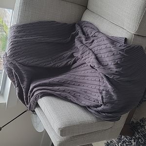 Lauren Ralph Lauren dark gray cotton cable knit throw blanket